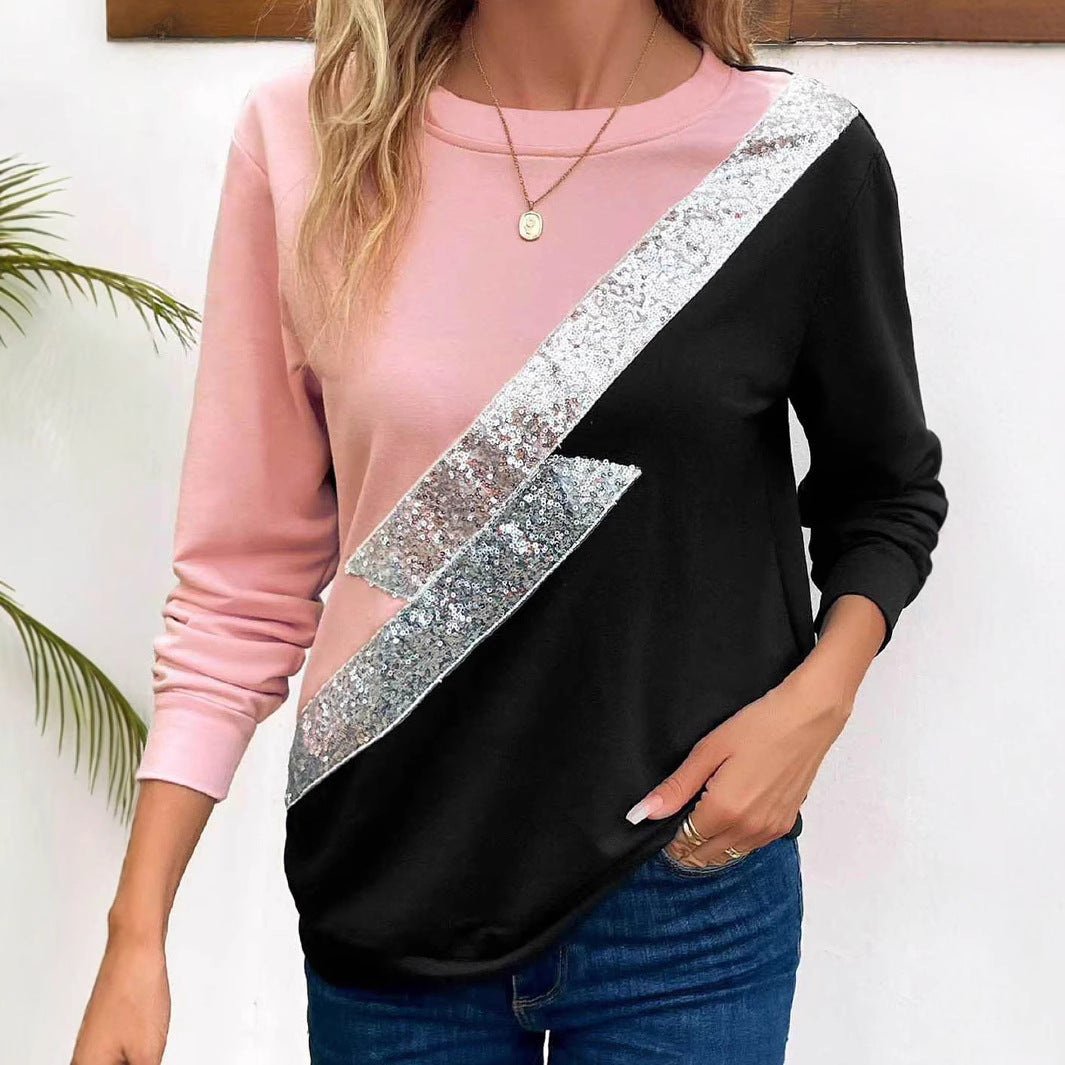 Dame sweatshirt med glitrende diagonalt indlæg Stilla