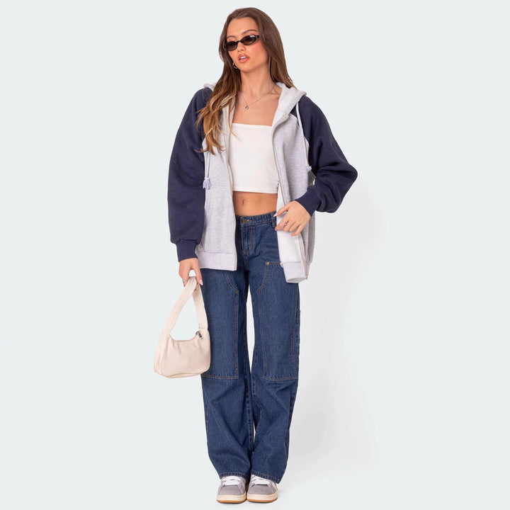 Dame brede denim-bukser med praktiske lommer Stilla