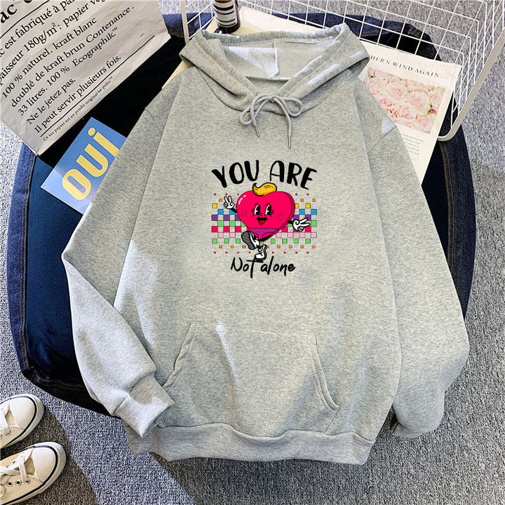 Kvinders hoodie med sjovt hjerte design Skovae