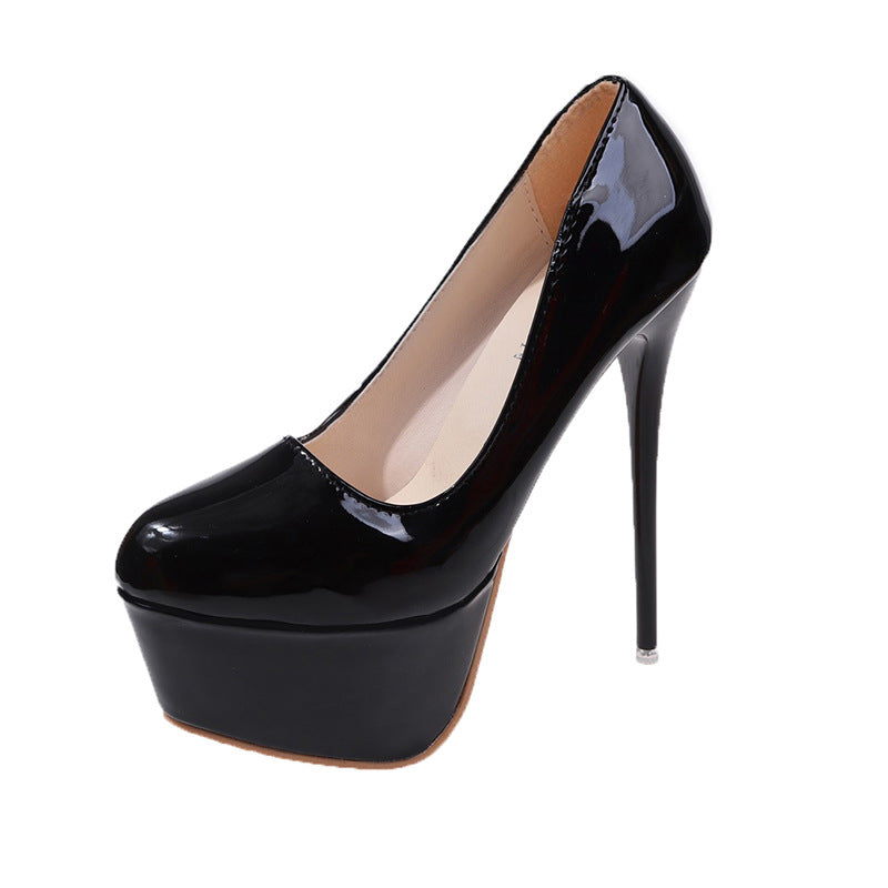 Dame Plateau-pumps med blankt overmateriale og højt stiletto-hæle Stilla