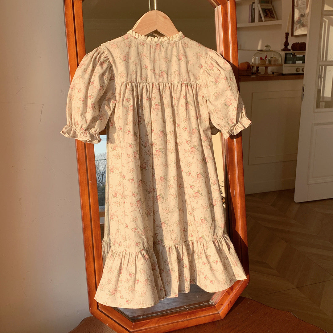 Pige Vintage Blomster Flæsedress Stilla