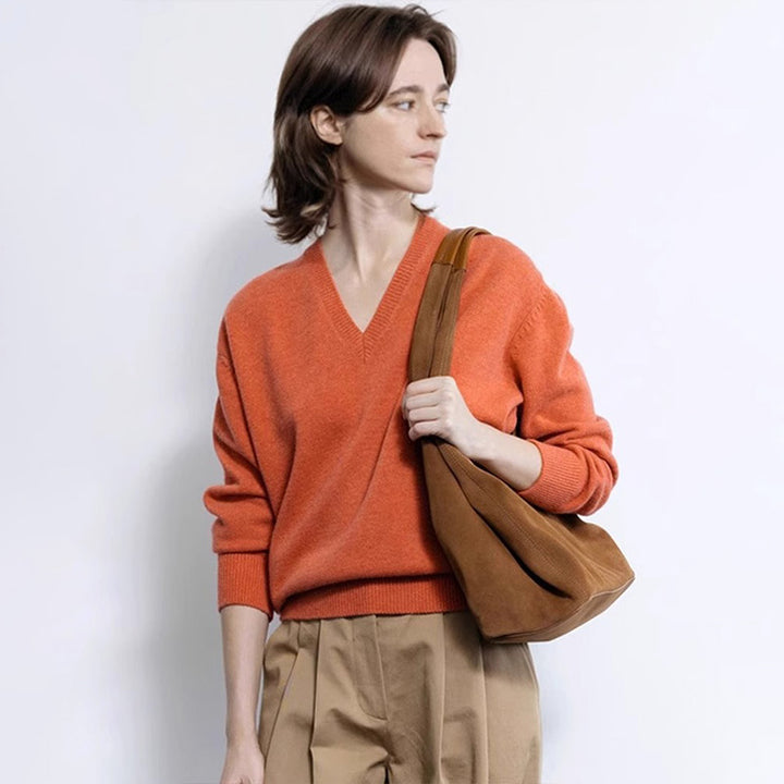 Dame V-hals sweater i høj kvalitet cashmere uld Stilla