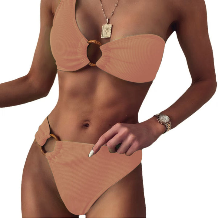 Dame Stilfuld Triangel-Bikini med gyldne detaljer Skovae