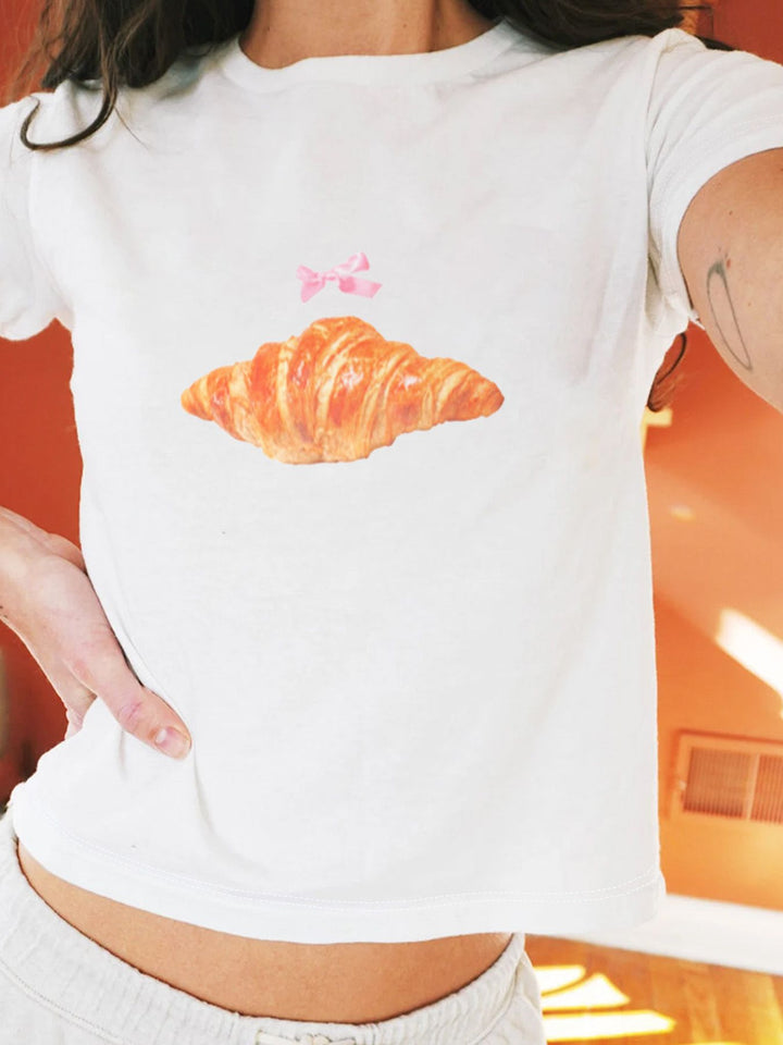 Dame Crop-T-Shirt med iøjnefaldende statement-print Skovae 1777452337