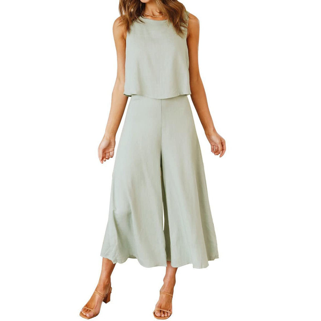 Dame Løs Jumpsuit med Svingende Ben og Ærmeløst Design Skovae