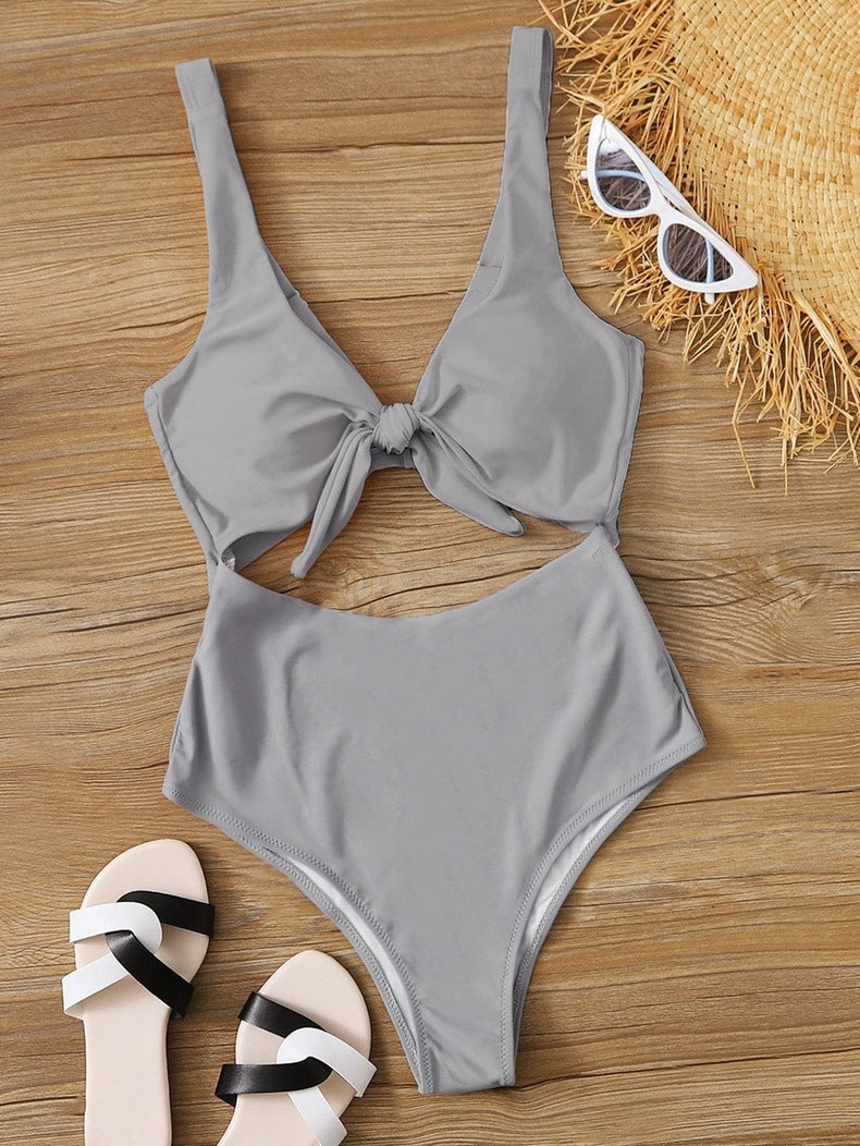 Dame triangel-bikini-sæt med justerbart knudedesign Skovae