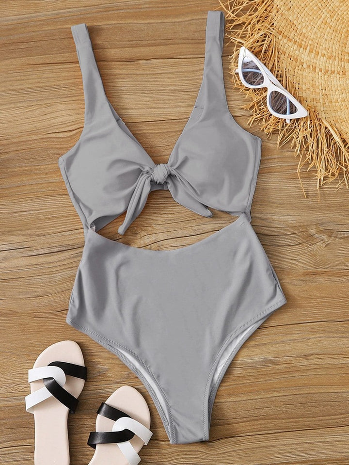 Dame triangel-bikini-sæt med justerbart knudedesign Skovae
