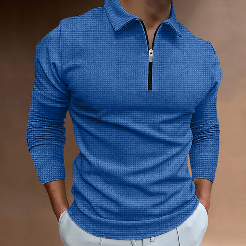 Herre polo t-shirt med lynlås og struktureret design Stilla