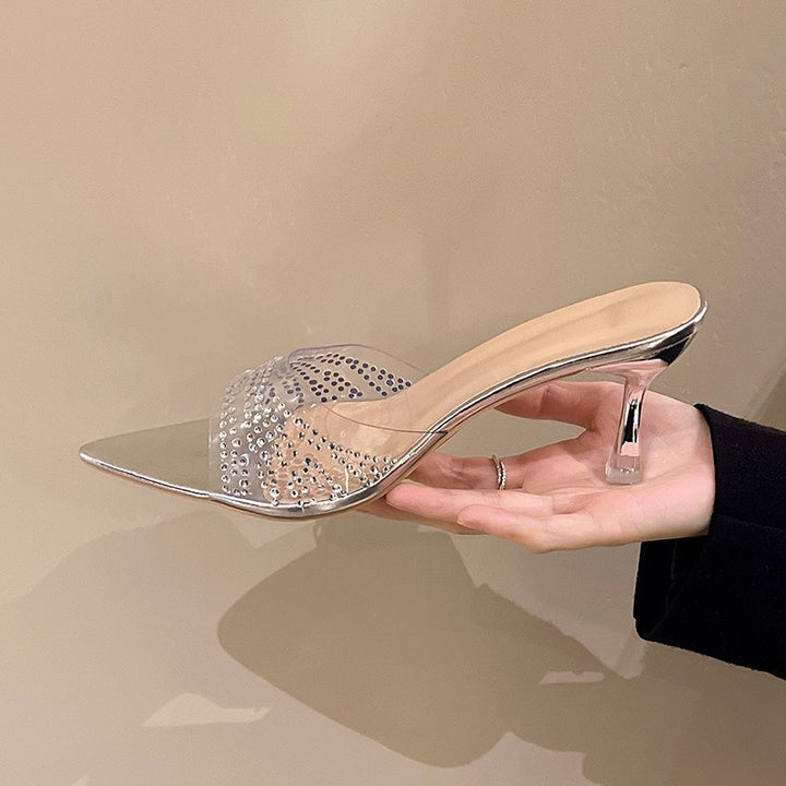 Dame Glitrende Mules med gennemsigtigt overmateriale og elegante accenter Stilla