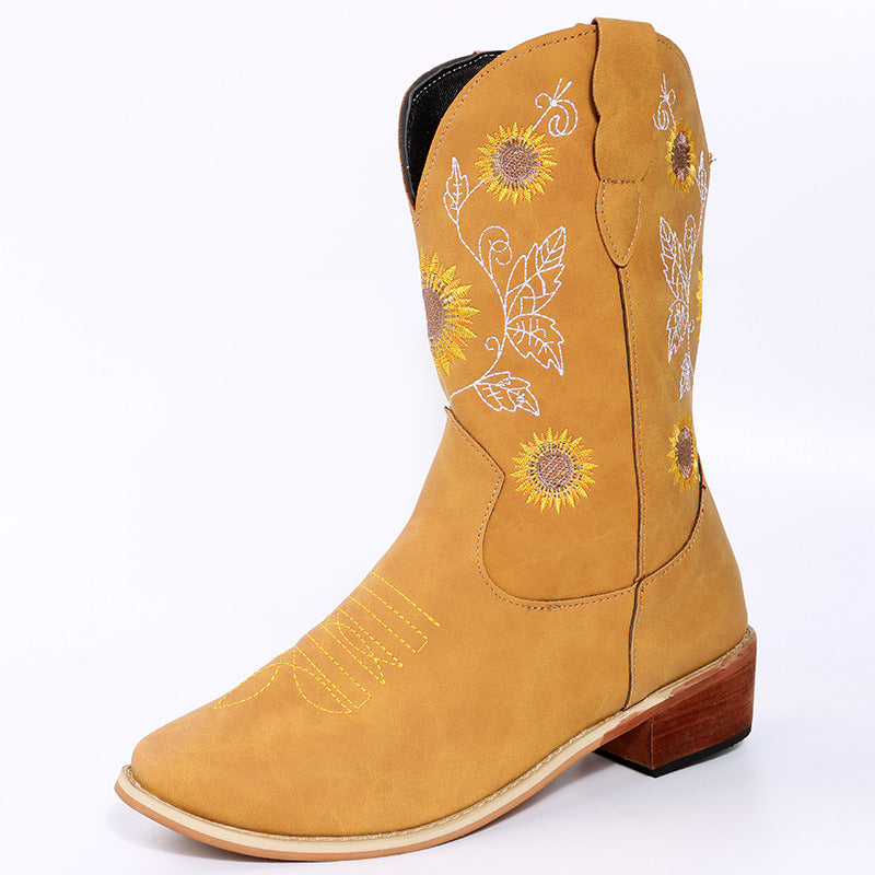Dame cowboystøvler med legende blomsterdesign Stilla