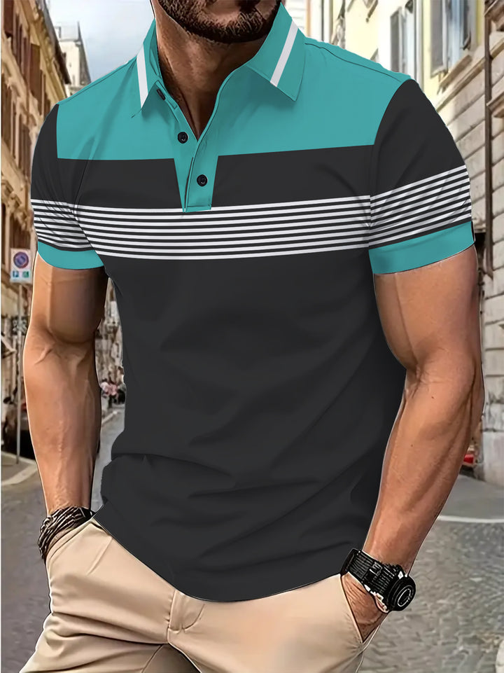 Herrer Poloshirt med moderne kontraster og stiliseret stribedesign Stilla