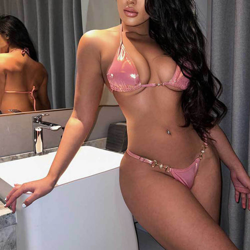 Dame Triangel Bikini med modeforbindelseselementer Stilla