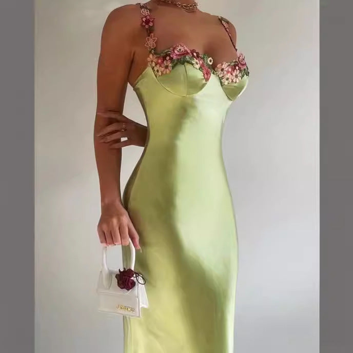 Dame Floral Udsmykket Aften-Glitterkjole Stilla