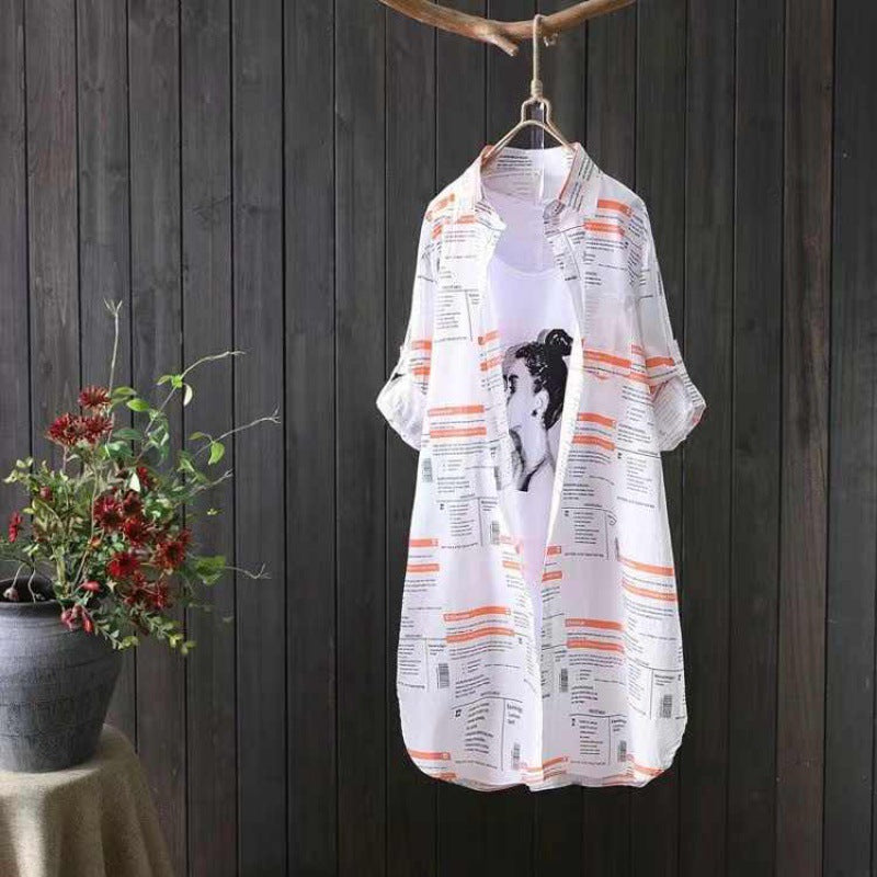 Dame Lettrykt Kimono Jakke Stilla