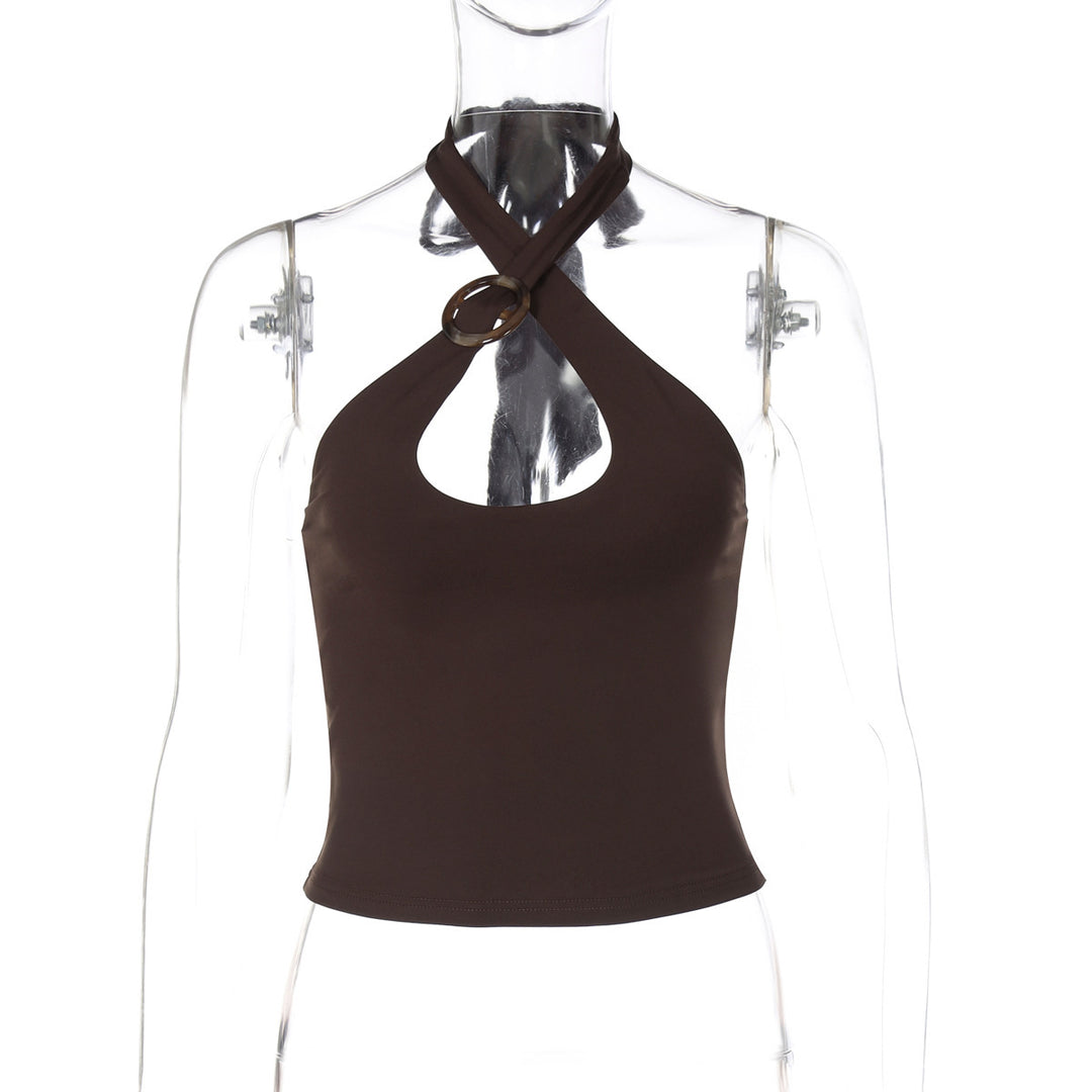 Dame Crop-Top med fashionabel halterdesign og elegant udskæring Stilla