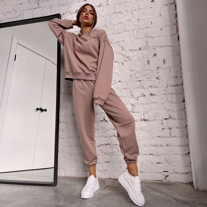Dame afslappet Sweatpants-sæt med høj talje og brede ærmer Stilla