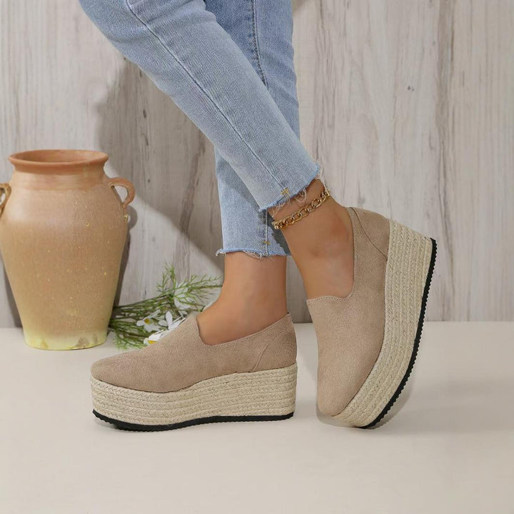 Dame Plateau-sandaler med elastisk udskæring og komfortabelt jute-design Stilla