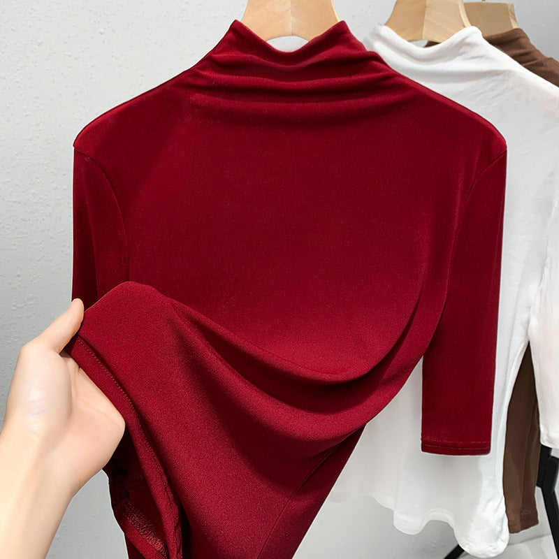 Dame Langærmet skjorte med moderne stålkrave og elegant drapering Stilla