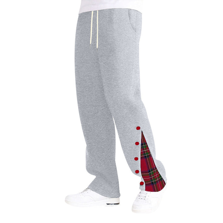 Unisex nan bred Relax-Joggingbukser med sidelæns trykknapliste og ternet indlæg Skovae