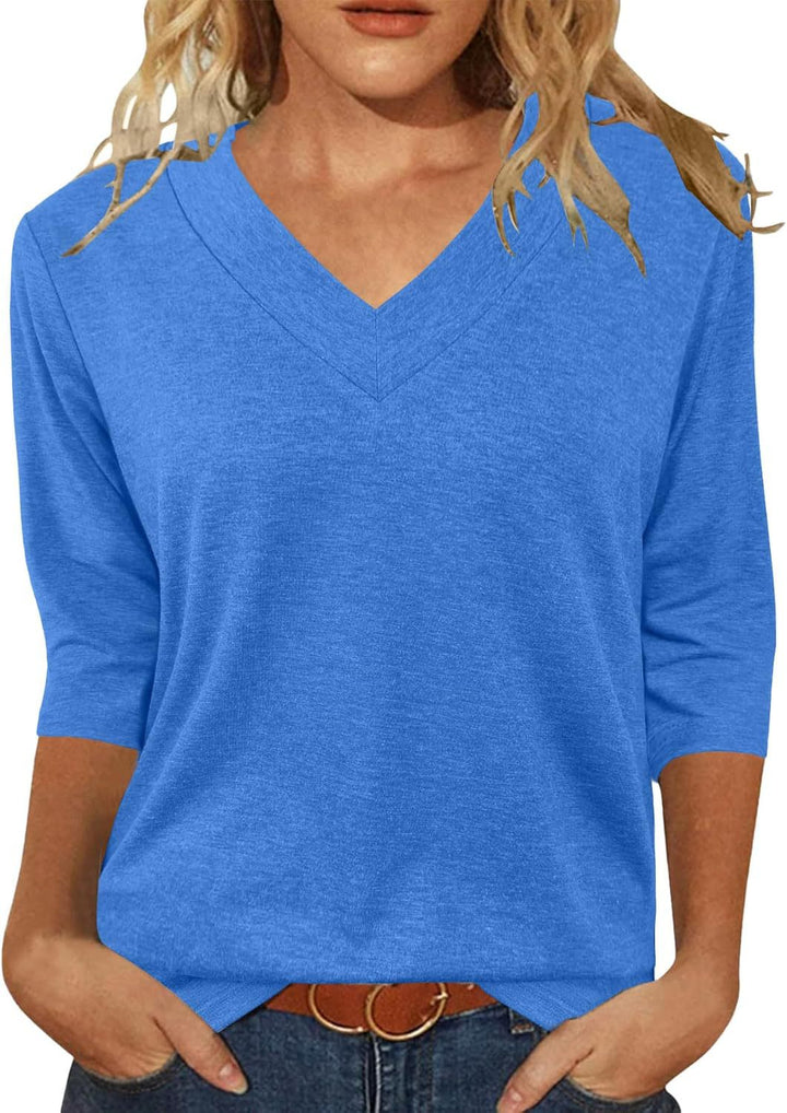 Dame Relaxed Fit V-Udskærings Top Stilla