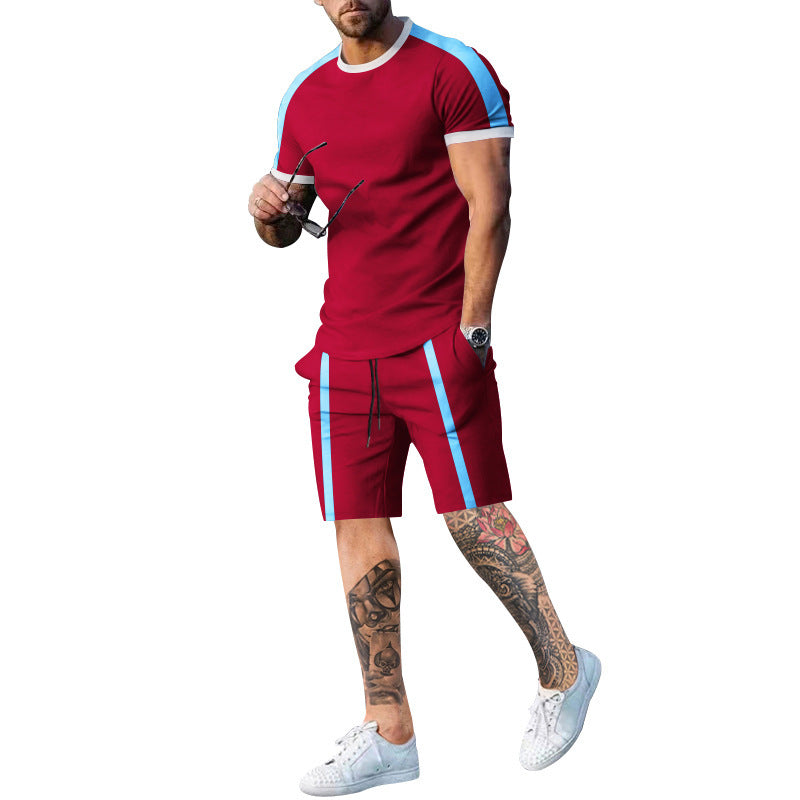 Herrer sporty fritids-sæt med elastisk talje og markante kontraststriber Stilla