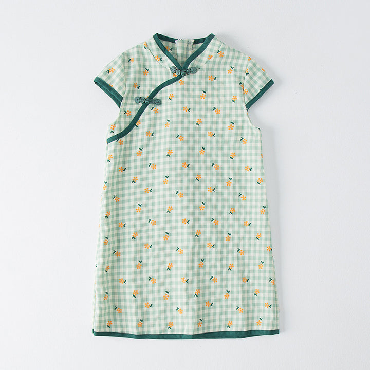 Pige Floral Print Orientalsk Kjole Stilla