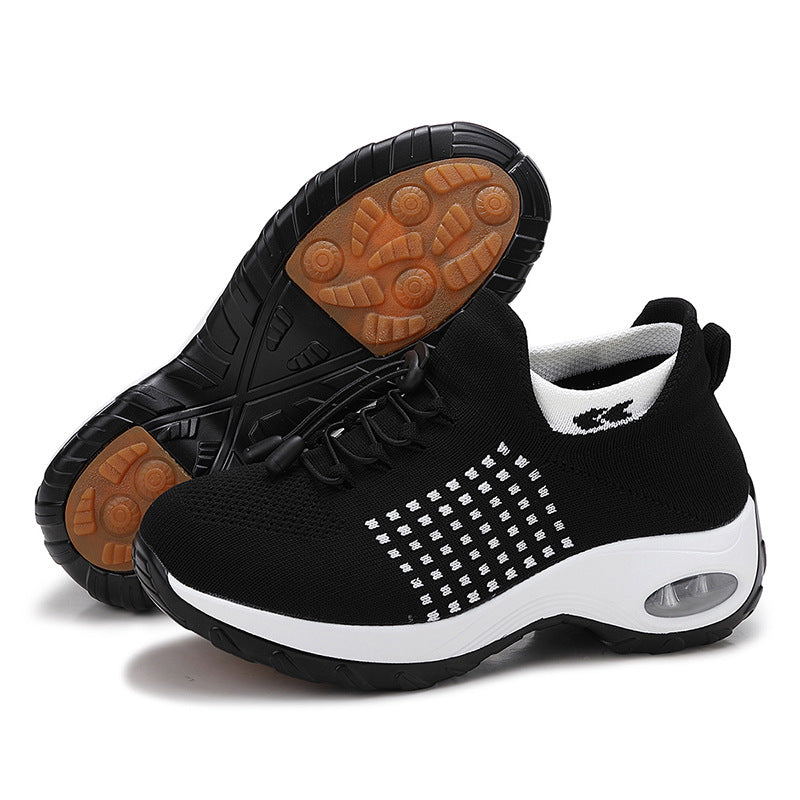 Dame nan åndbar strikkede plateau sneakers med luftstød og elastisk skaft Skovae