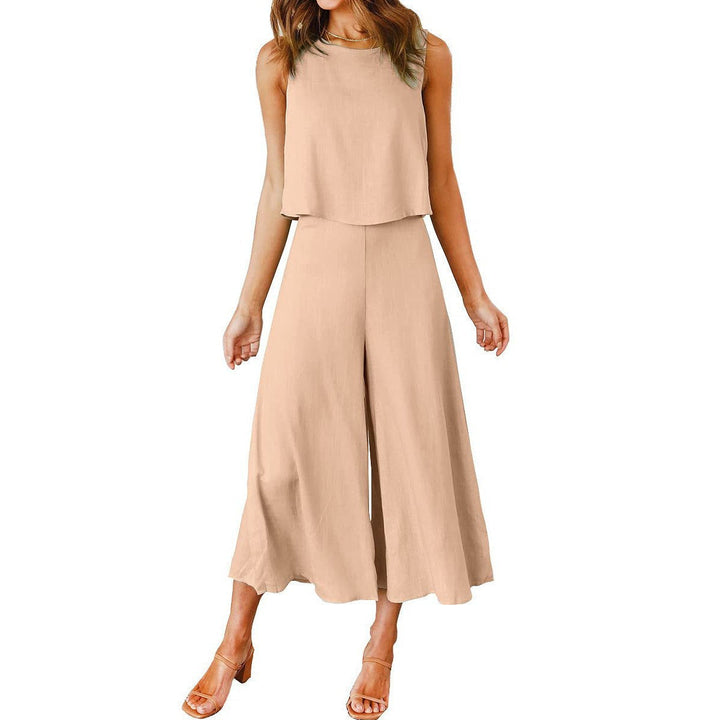 Dame Løs Jumpsuit med Svingende Ben og Ærmeløst Design Skovae