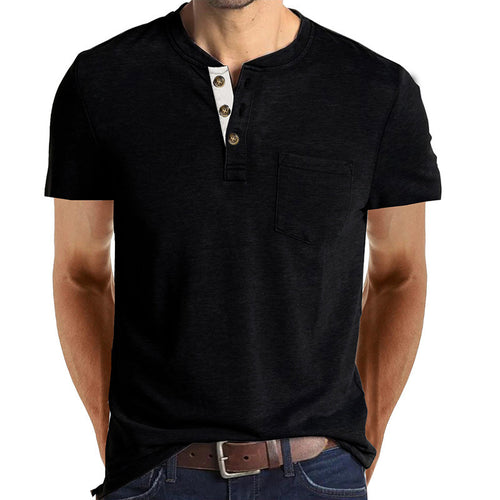 Herre kortærmet Henley-shirt med lomme-detalje Stilla
