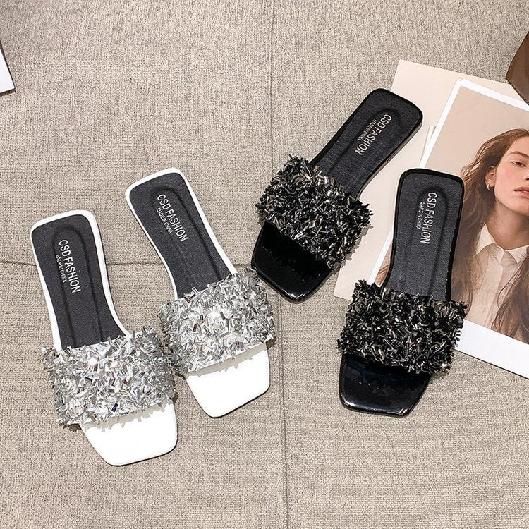 Dame Glamourøse Slippers med glitrende strass-akkent Stilla