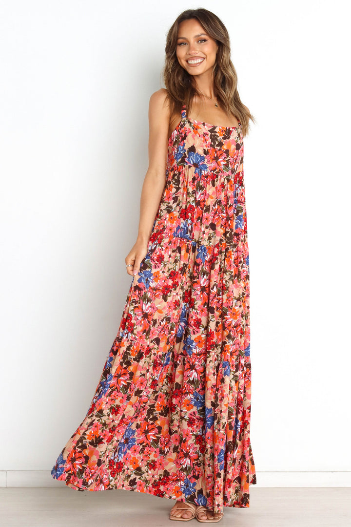Femme Floral Bindebånd Maxi Kjole Stilla