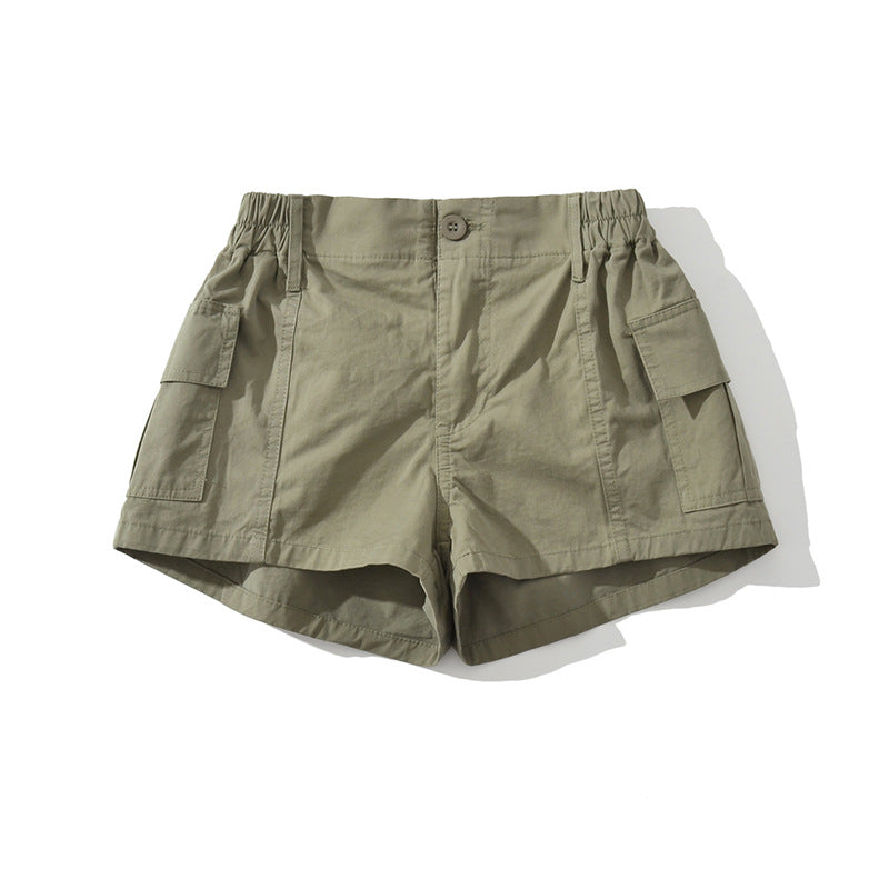 Dame fritids-shorts med praktiske cargo-lommer og elastisk liv Stilla