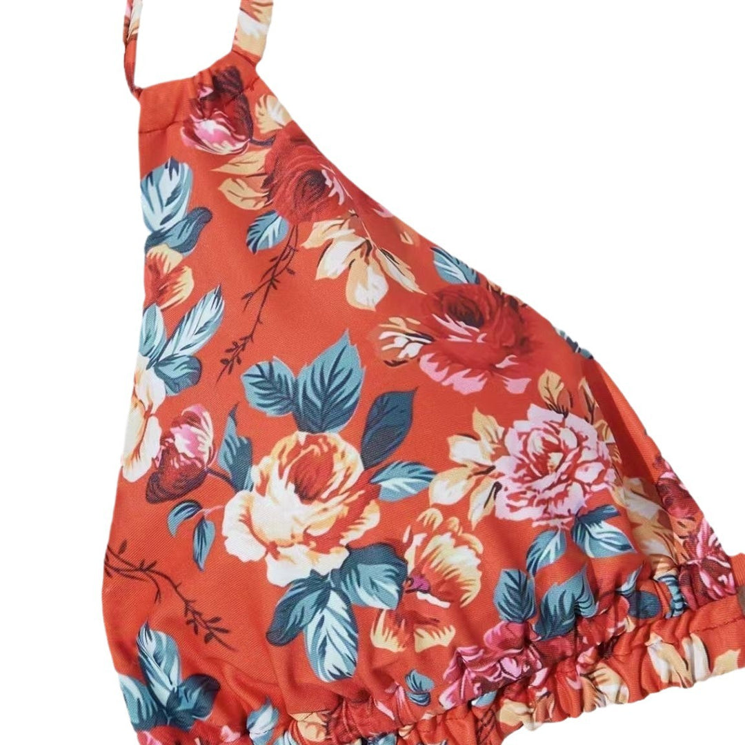 Femme Justerbart Bindebånd Blomsterdesign Bikini-Sæt Stilla