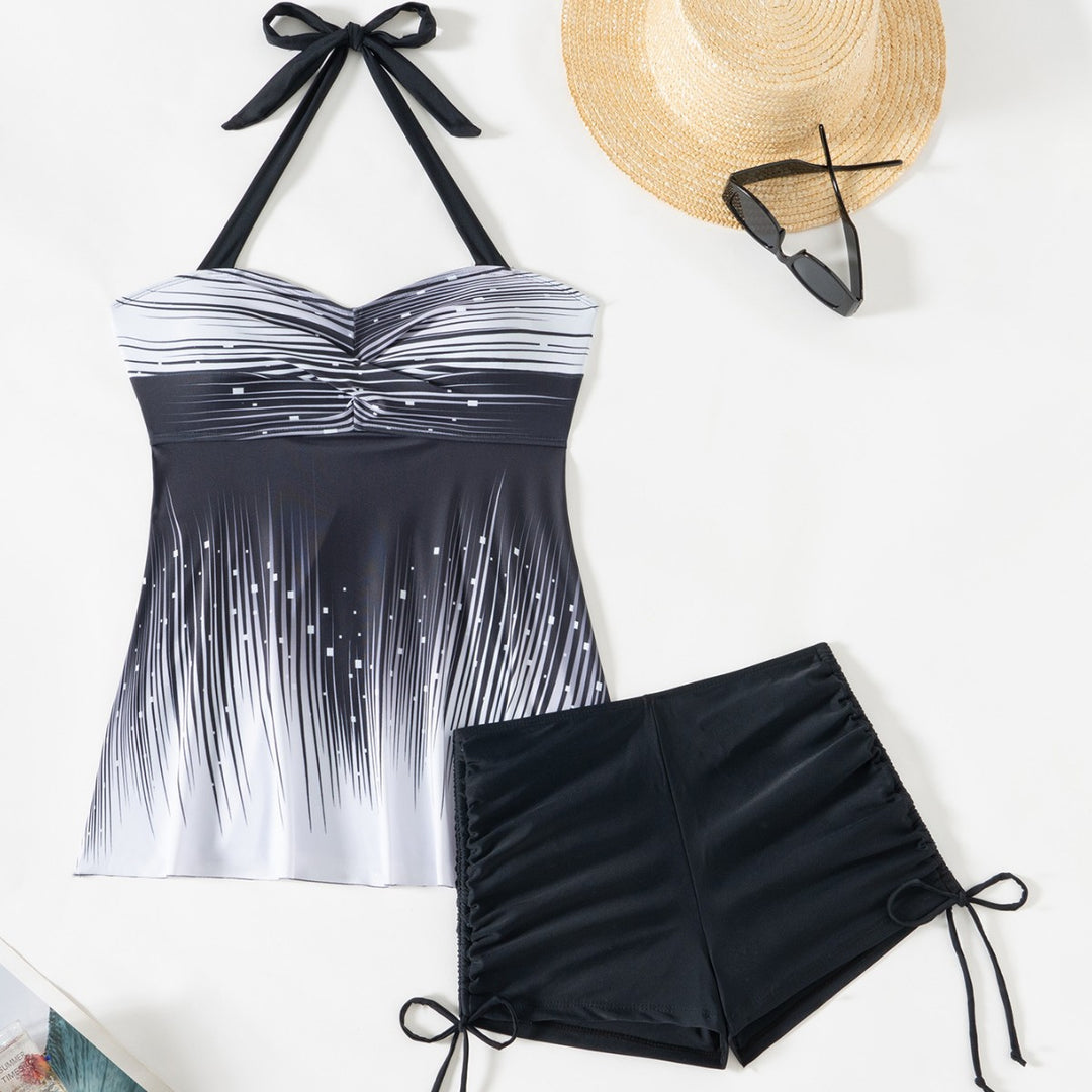 Dame Tankini-sæt med figursmigrerende top og højt skårne shorts Stilla