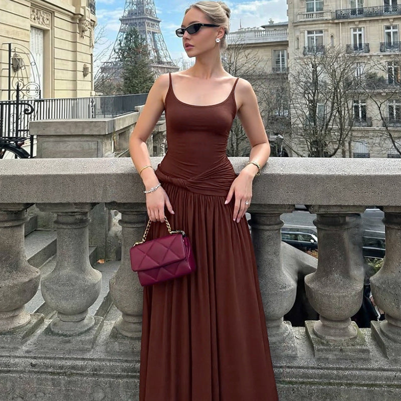 Dame Elegant Maxikjole med figursyet overdel og vid skirt Skovae