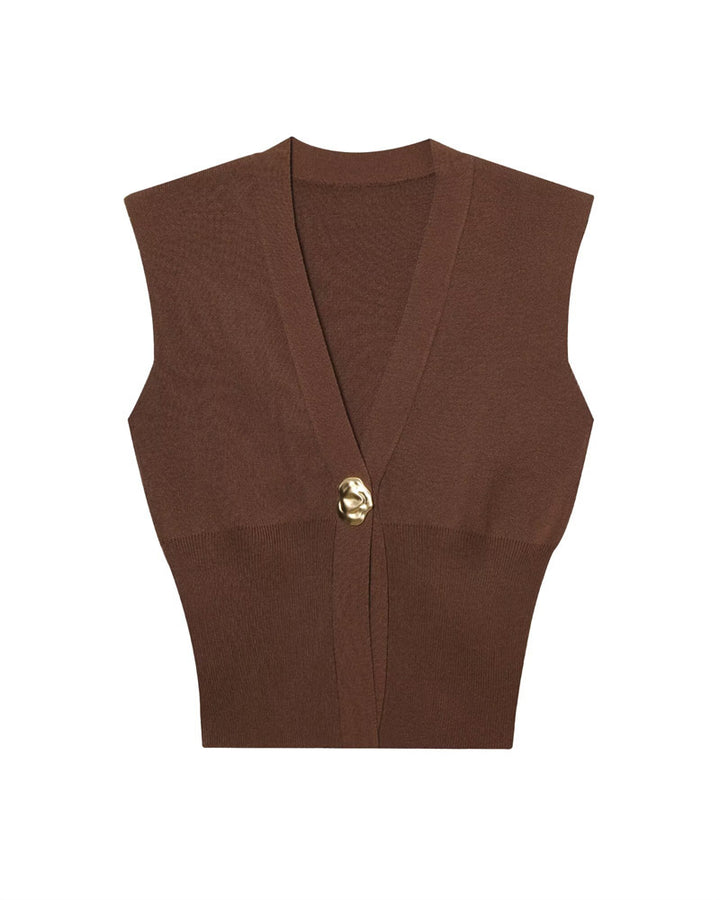 Femme Struktureret Ærmeløs Cardigan Vest Stilla