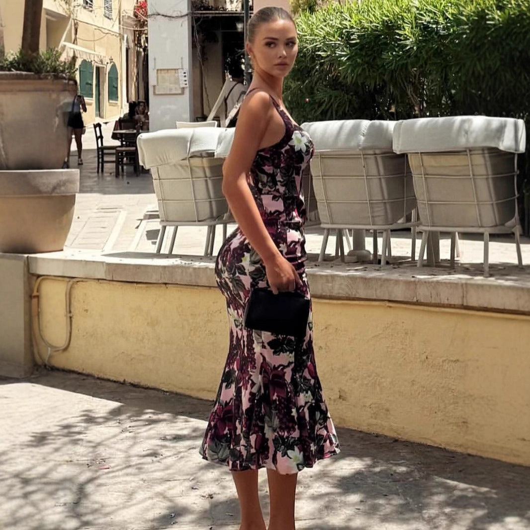 Dame Elegant Maxikjole med blomsterprint og feminin pasform Skovae