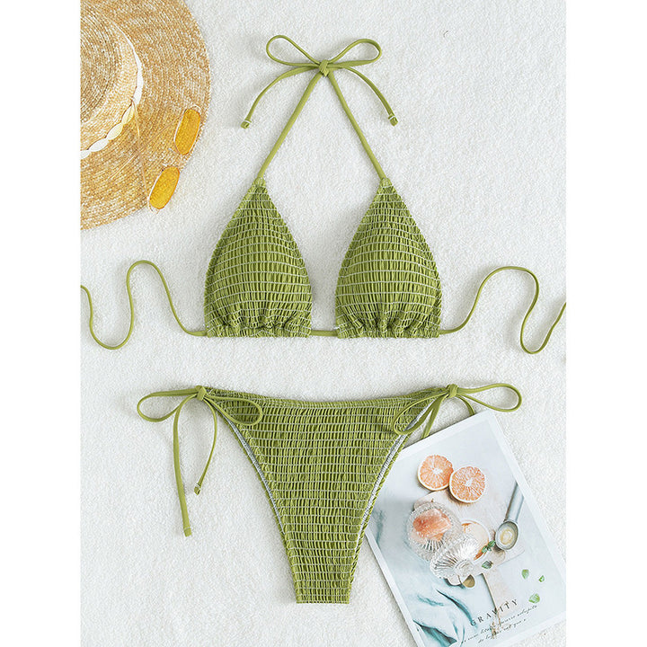 Dame Triangel-Bikini med raffinerede flæse-detaljer og justerbare stropper Skovae