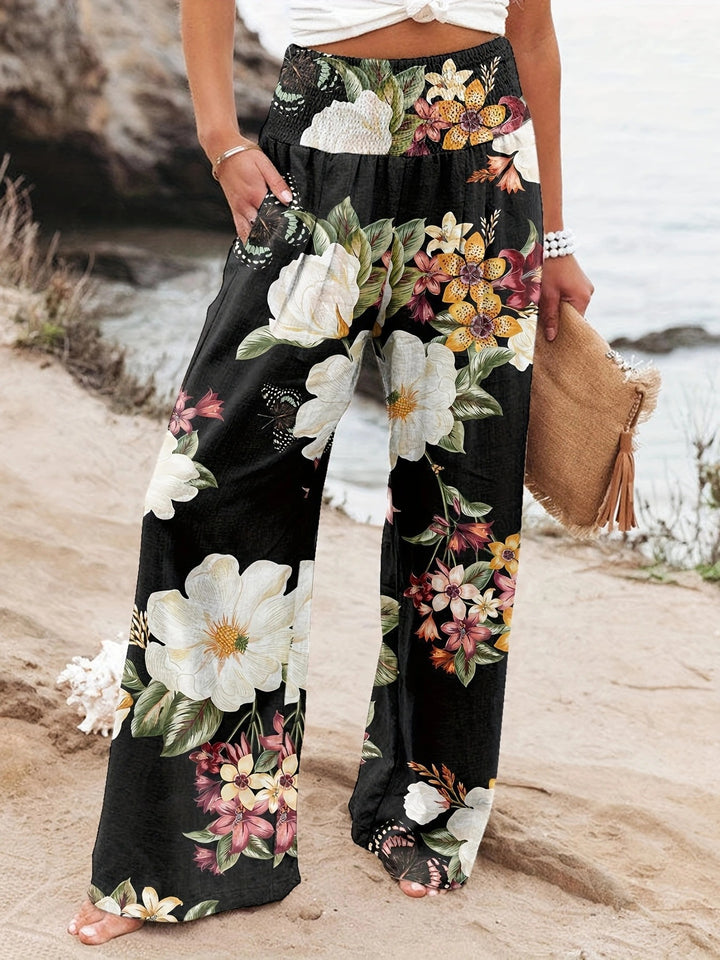 Dame Bred flowerbedrukt Sommerbukser Stilla