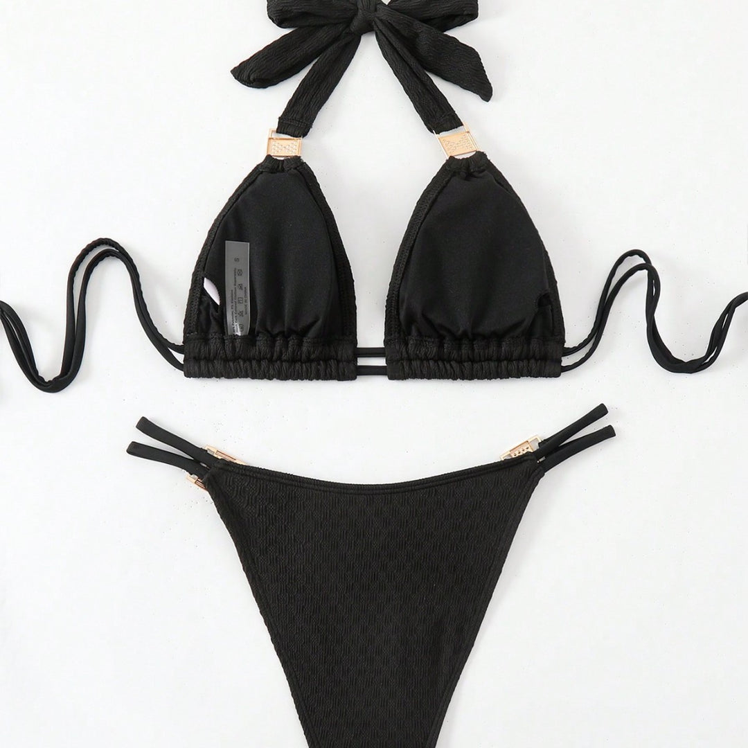 Dame Triangel-Bikini-Sæt med modige bånd og elastisk bånd Stilla