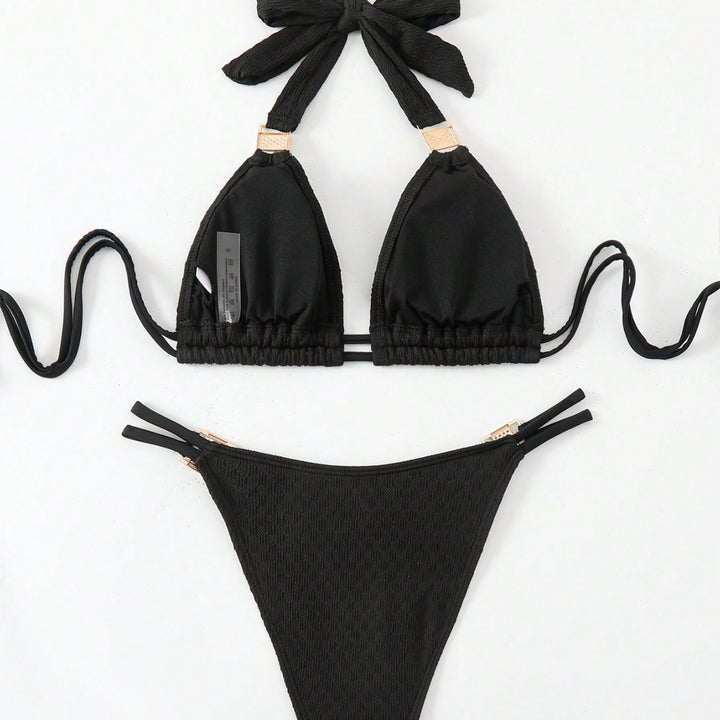 Dame Triangel-Bikini-Sæt med modige bånd og elastisk bånd Stilla