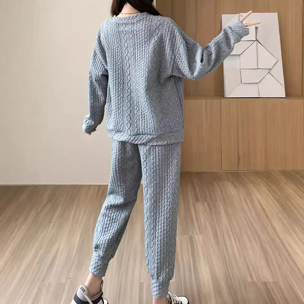 Dame strik-loungewear-sæt med struktureret design og behagelig pasform Stilla
