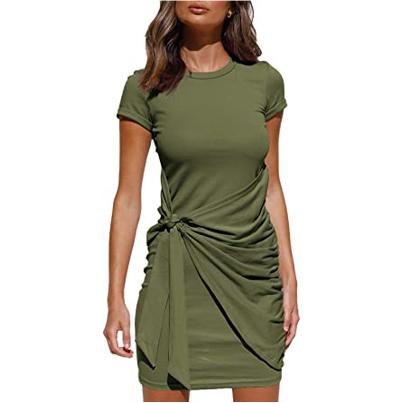 Dame Fritids Draperet T-Shirt Kjole Stilla