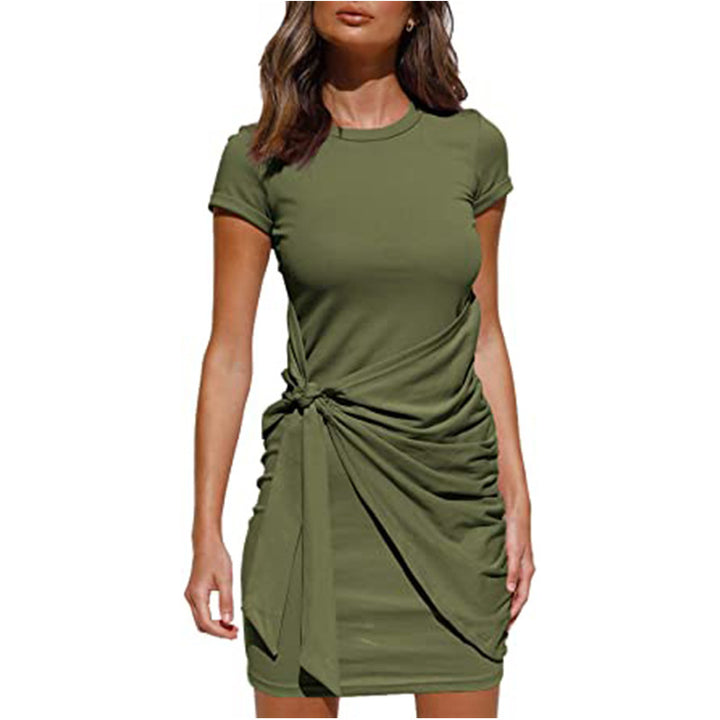 Dame Fritids Draperet T-Shirt Kjole Stilla