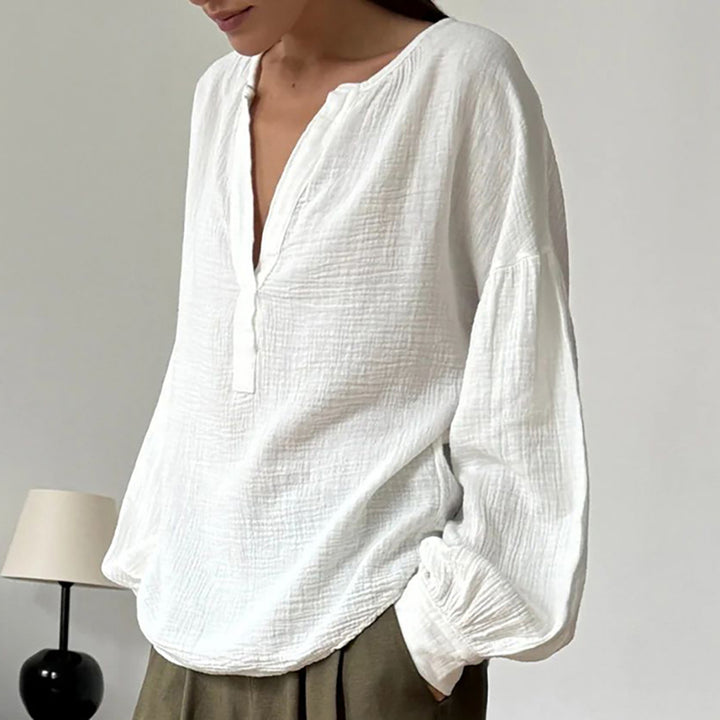 Damer casual bluse med flæsedetaljer og rynkede ærmer Stilla