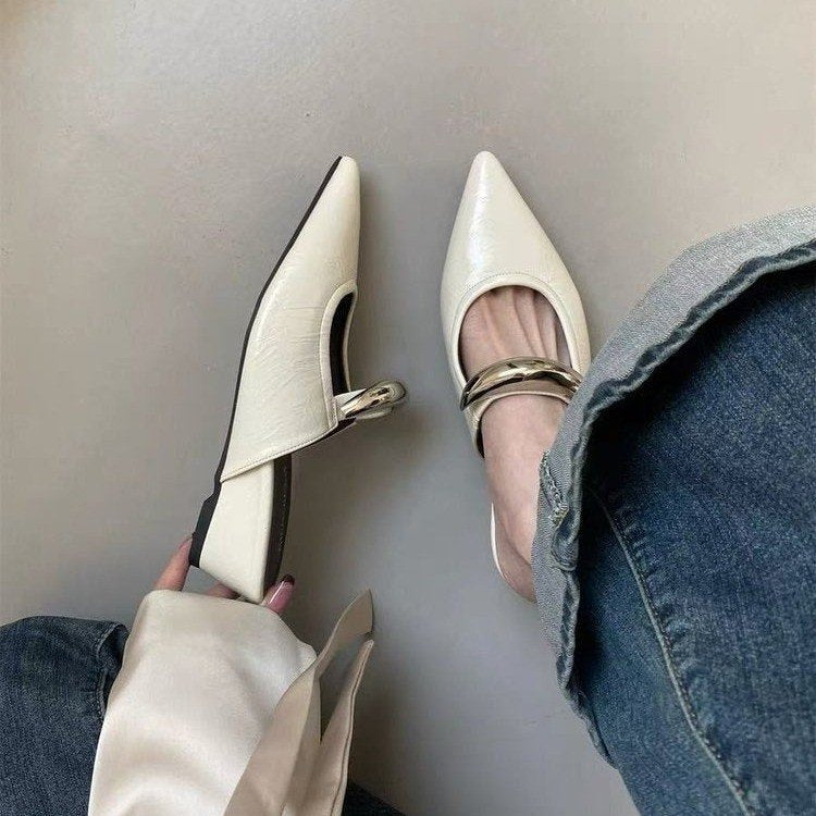Dame spidse Slingback-muler med slankt spændeakcent Stilla