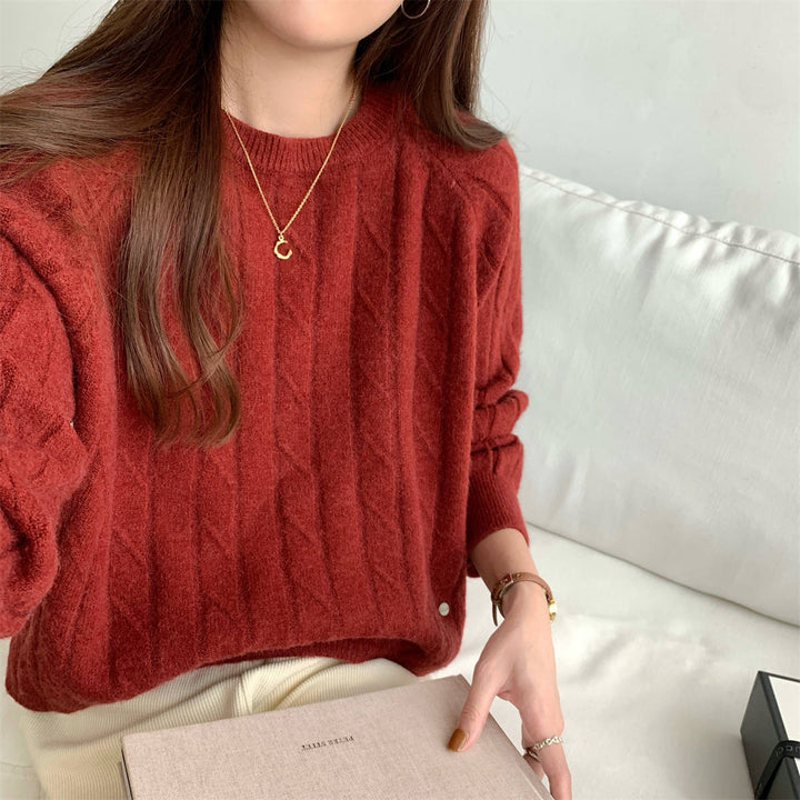 Kvinders chunky strikket sweater med elegant rib design og afslappet pasform Stilla