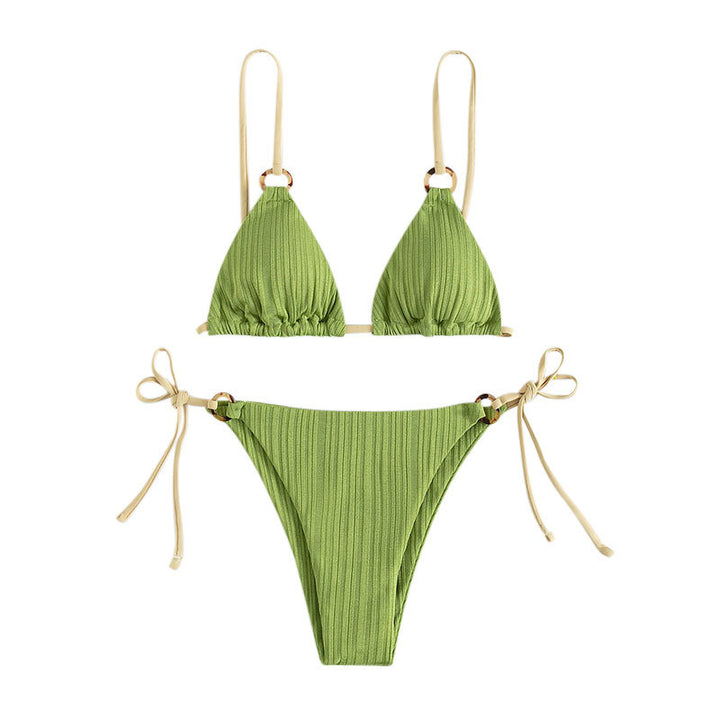 Dame Triangel-Bikini med raffineret ribdesign og justerbare stropper Stilla