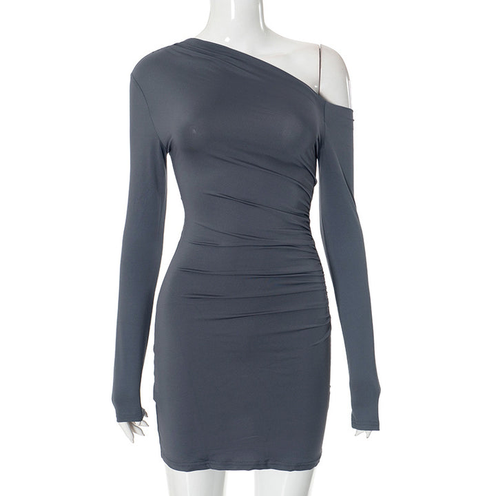 Femme asymmetrisk Langærmet Bodycon Kjole Stilla