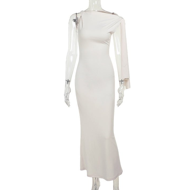 Dame elegant maxikjole med asymmetrisk design og en ærmeløs skæring Skovae
